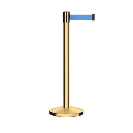 Montour Line Stanchion Belt Barrier Pol.Brass Post 13ft. Lt Blu Belt ES400-PB-LBL-130